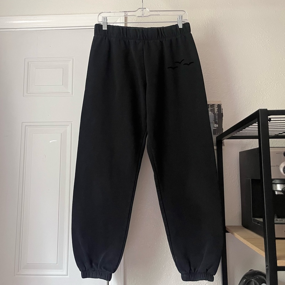 LAZYPANTS black cotton blend‎ straight leg cropped jogger sweat pants